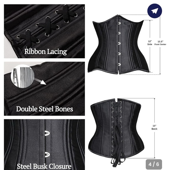 Like new ShaperX boned black satin corset - Picture 5 of 10